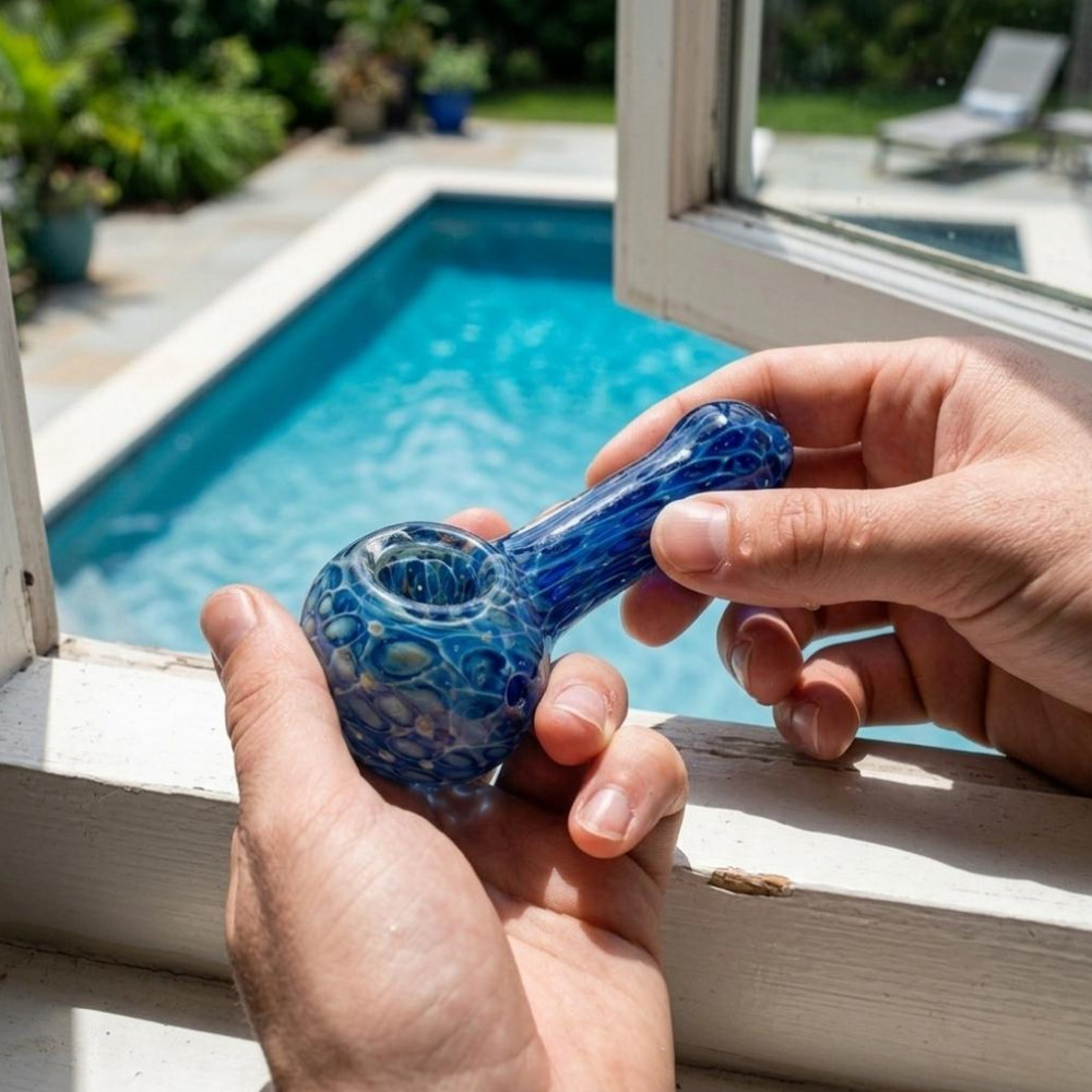 Fancy Work Spoon Pipe | Cobalt Web | 3.75 - 4"