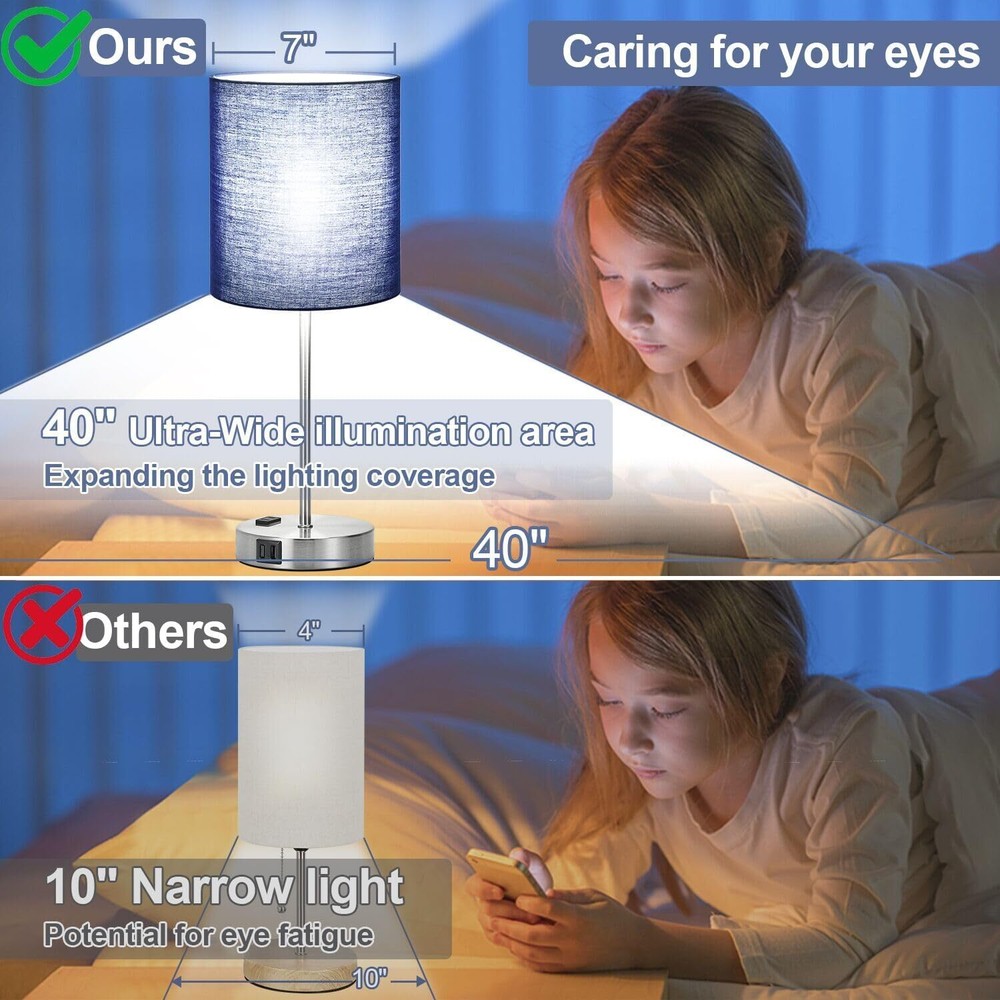 3 dimmable bedside lamps 5000K fluorescent bulbs