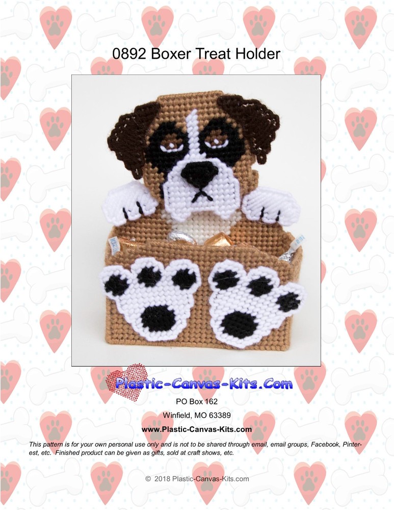 Boxer Dog Treat Holder- Plastic Canvas Pattern or Kit