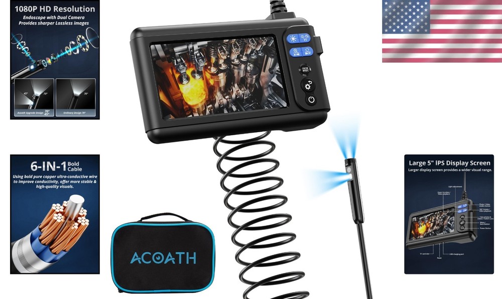 Compact 9.8FT Endoscope Camera - High Resolution, Waterproof, User-Friendly
