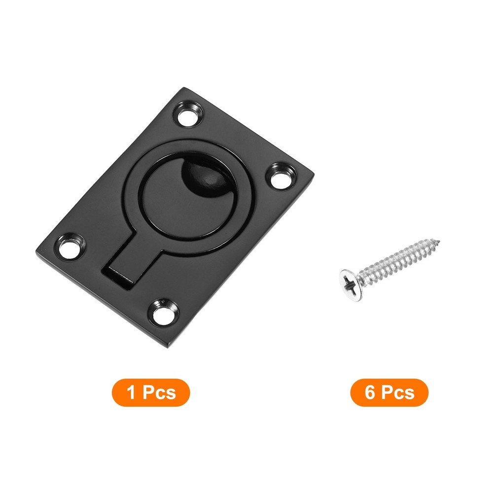 Flush Ring Pull 2.48"x1.73" Square Recessed Door Pull with Screw Black New