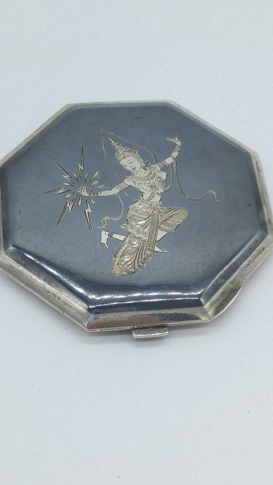 Vintage 1940's Siam Niello Sterling Compact