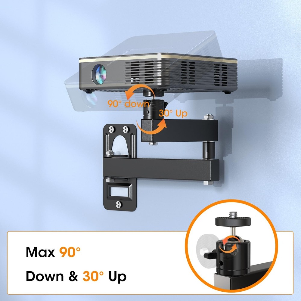 Universal Porjector Mount Foldable Projector Wall Mount 1/4" Screw, Adjustabl...