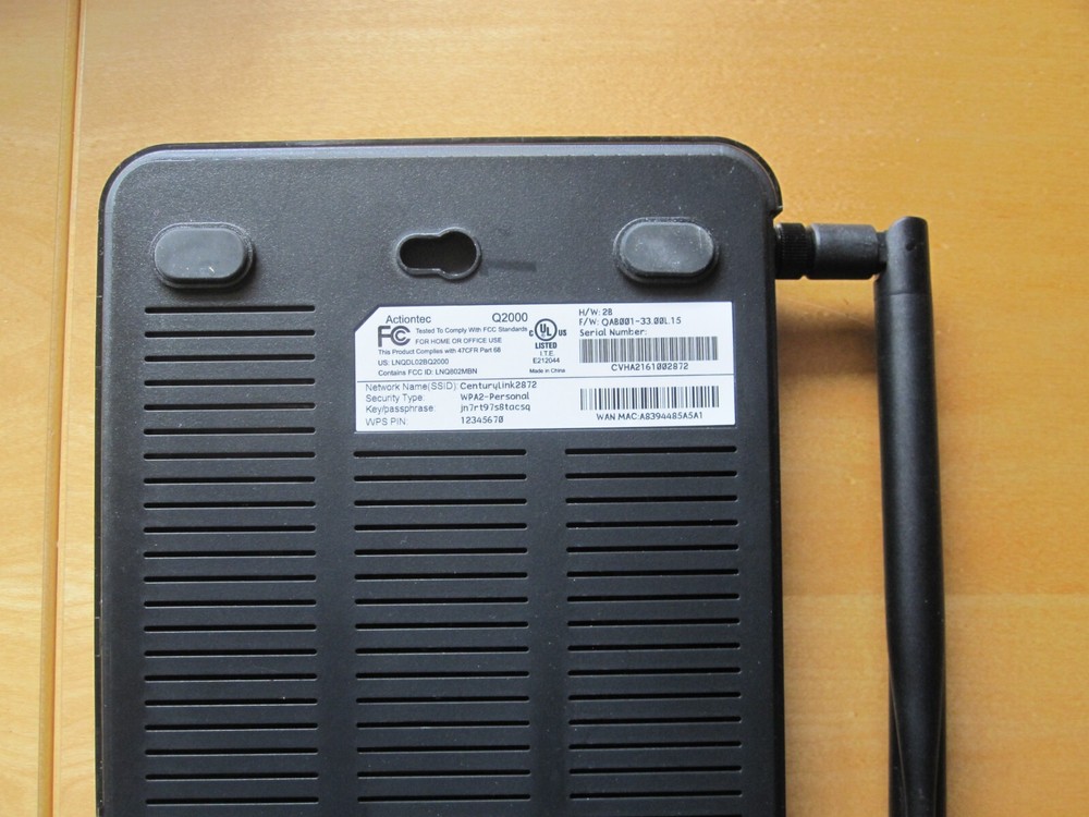 Actiontec - CenturyLink - Q2000 - DSL Modem - Adapter Included