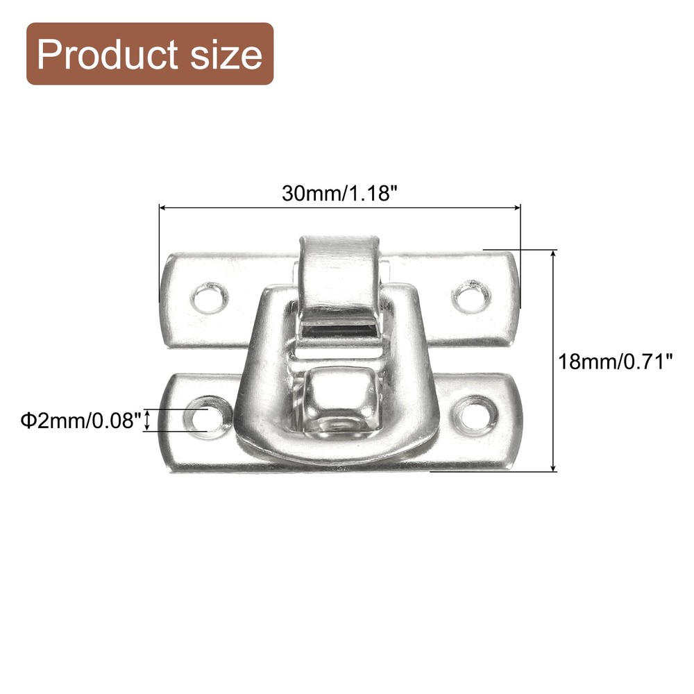 4 Pcs Hasp Clasp Latch Lock, 30 x 18mm Decorative Retro Toggle Latch, Silver