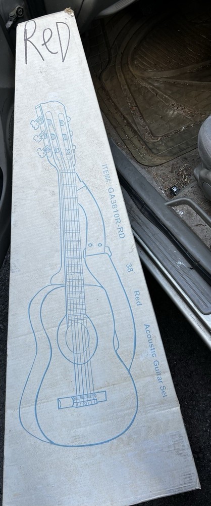 Black and red acoustic guitar