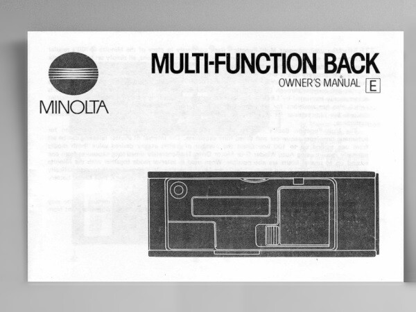 Minolta Multi-Function Back Instruction Manual Reprint