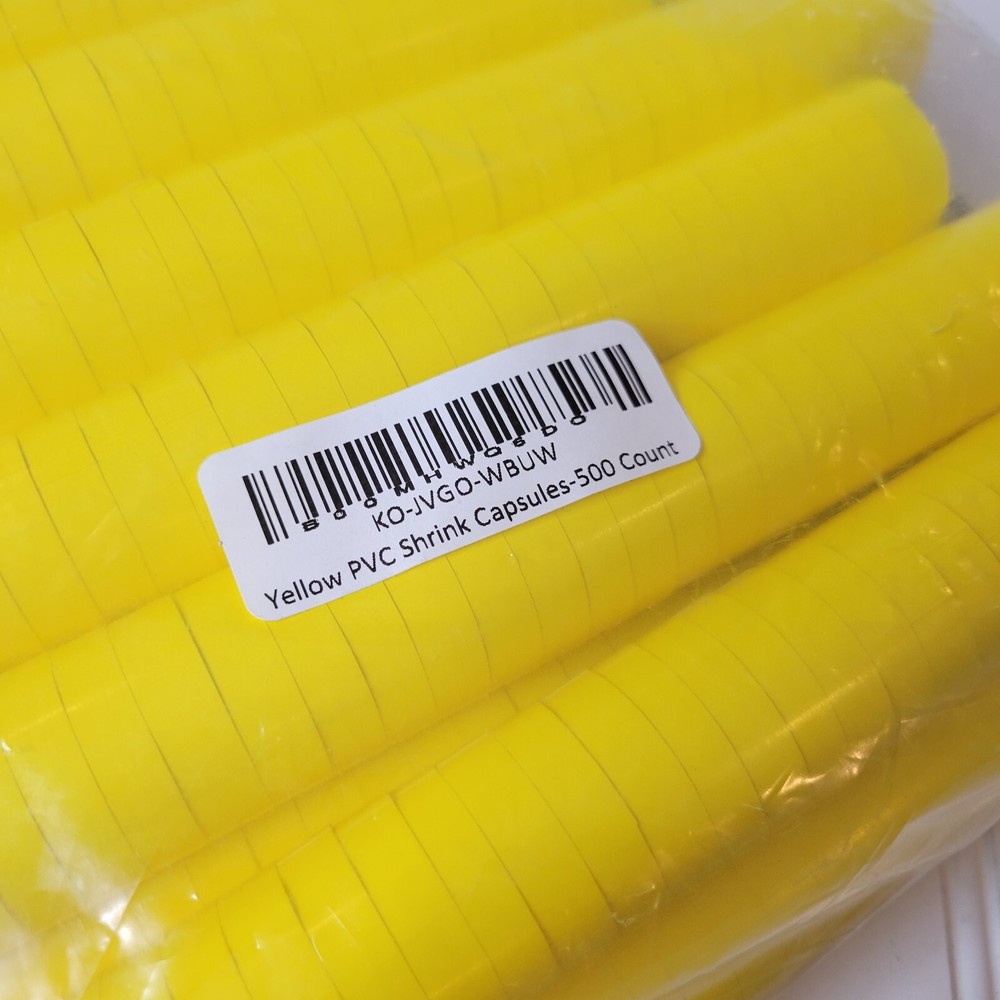 Yellow PVC Shrink Capsules-500 Count NEW in Package