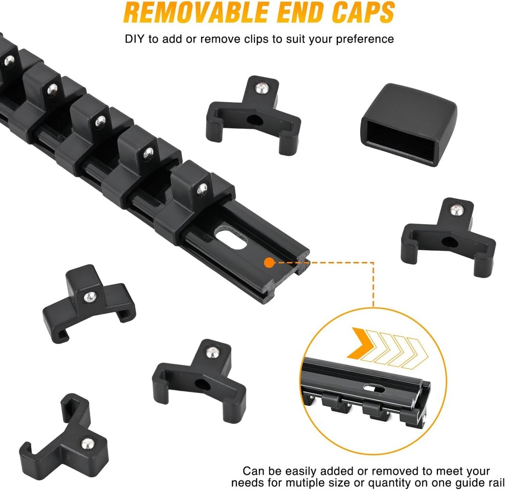Socket Organizer ABS Socket Holder Set 1/4" 3/8" 1/2" Drive Socket Rail Holders