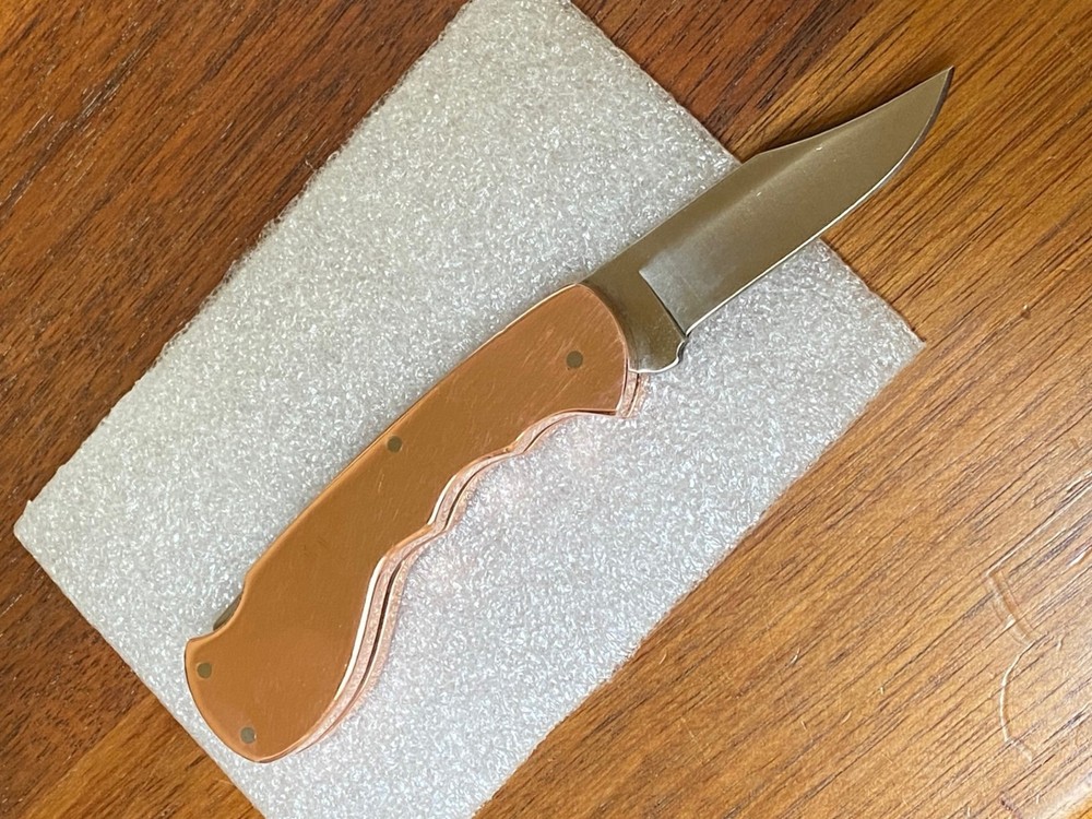 Buck Knife 422 - Vintage (1-Dot) Solid Copper "Thick" Custom Frame **Clean**
