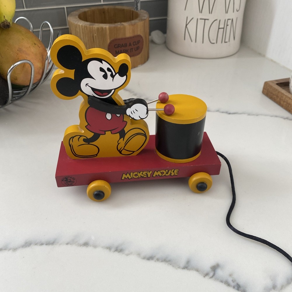Vintage Wooden Mickey Pull Toy
