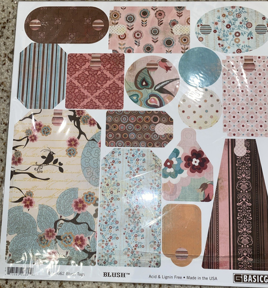 Basic Grey Blush Collection Pack 20 Piece Includes Stickers And Tags ! New