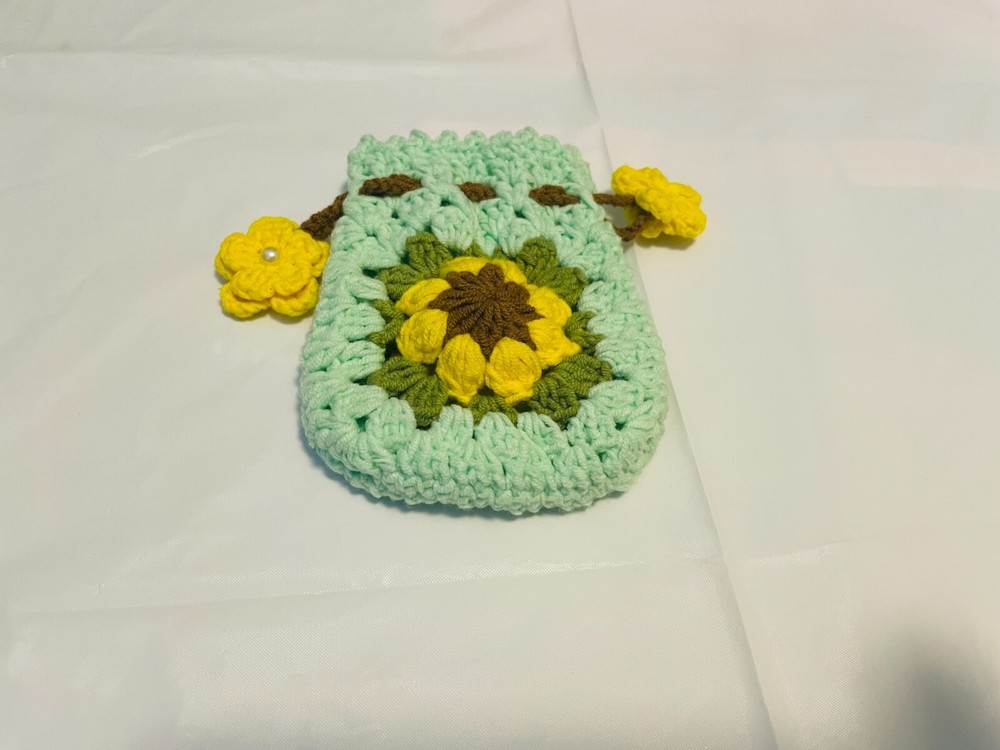 Crochet drawstring bag