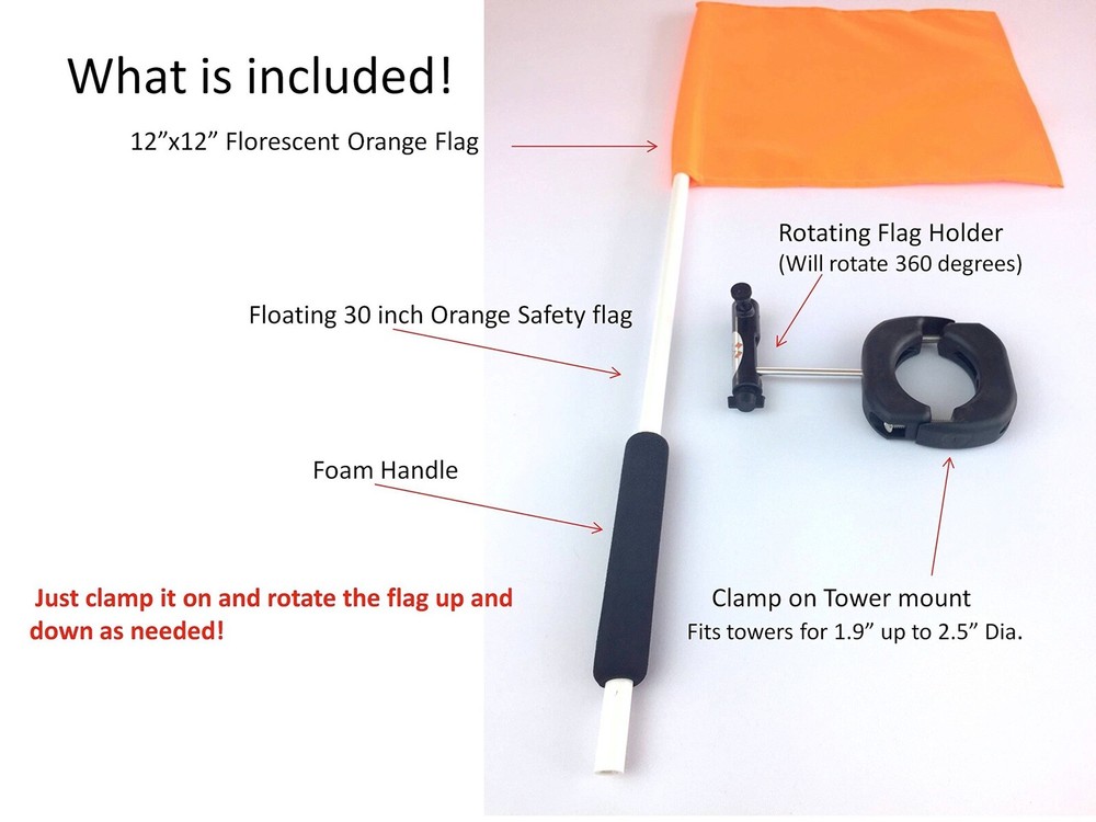 Skier Down Flag Holder Tower Mount (It Rotates!!!!)