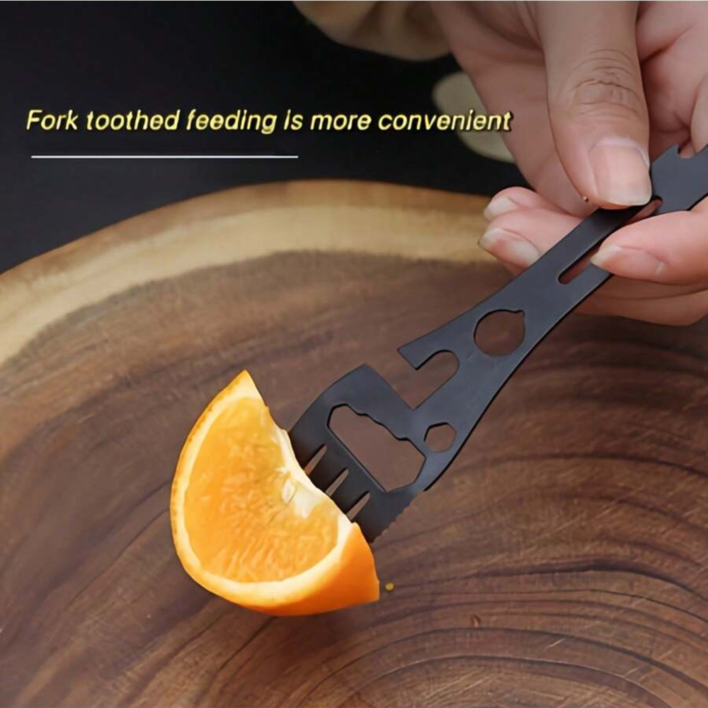 1 Pc Utility Multifunctional Outdoor 10-in-1 Fork Spoon Tableware Pouch & Hooks
