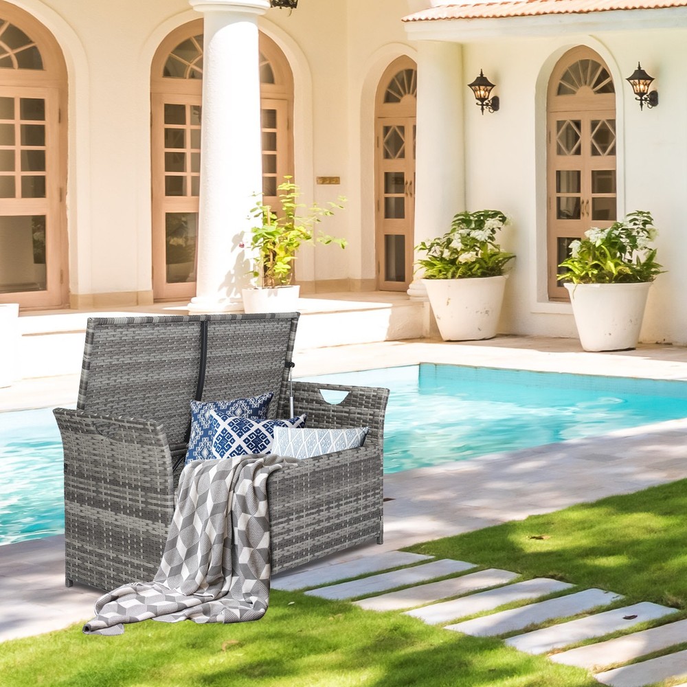 Iron Frame Can Accommodate Gray Gradient Footstool Locker Rattan Locker