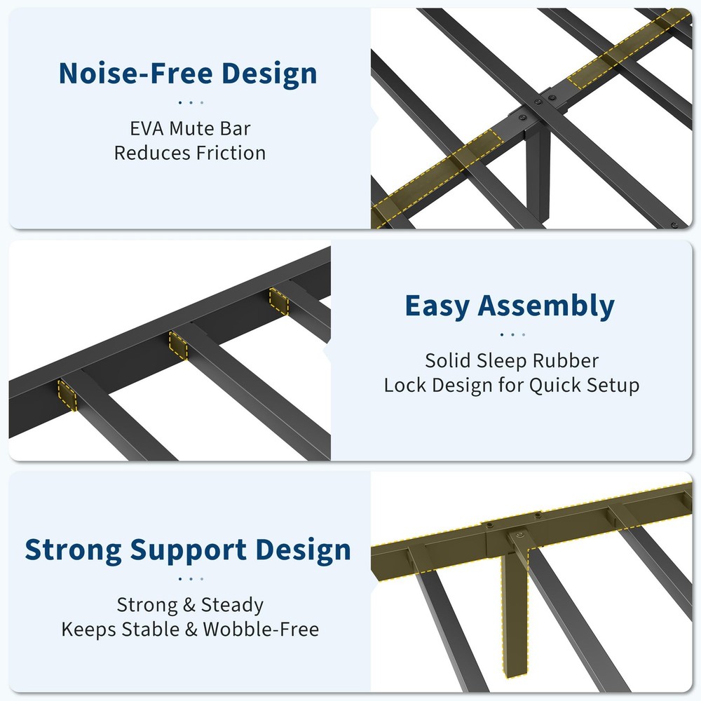 Platform Bed Frame King Upholstered with 12" Underbed Storage Charging Station