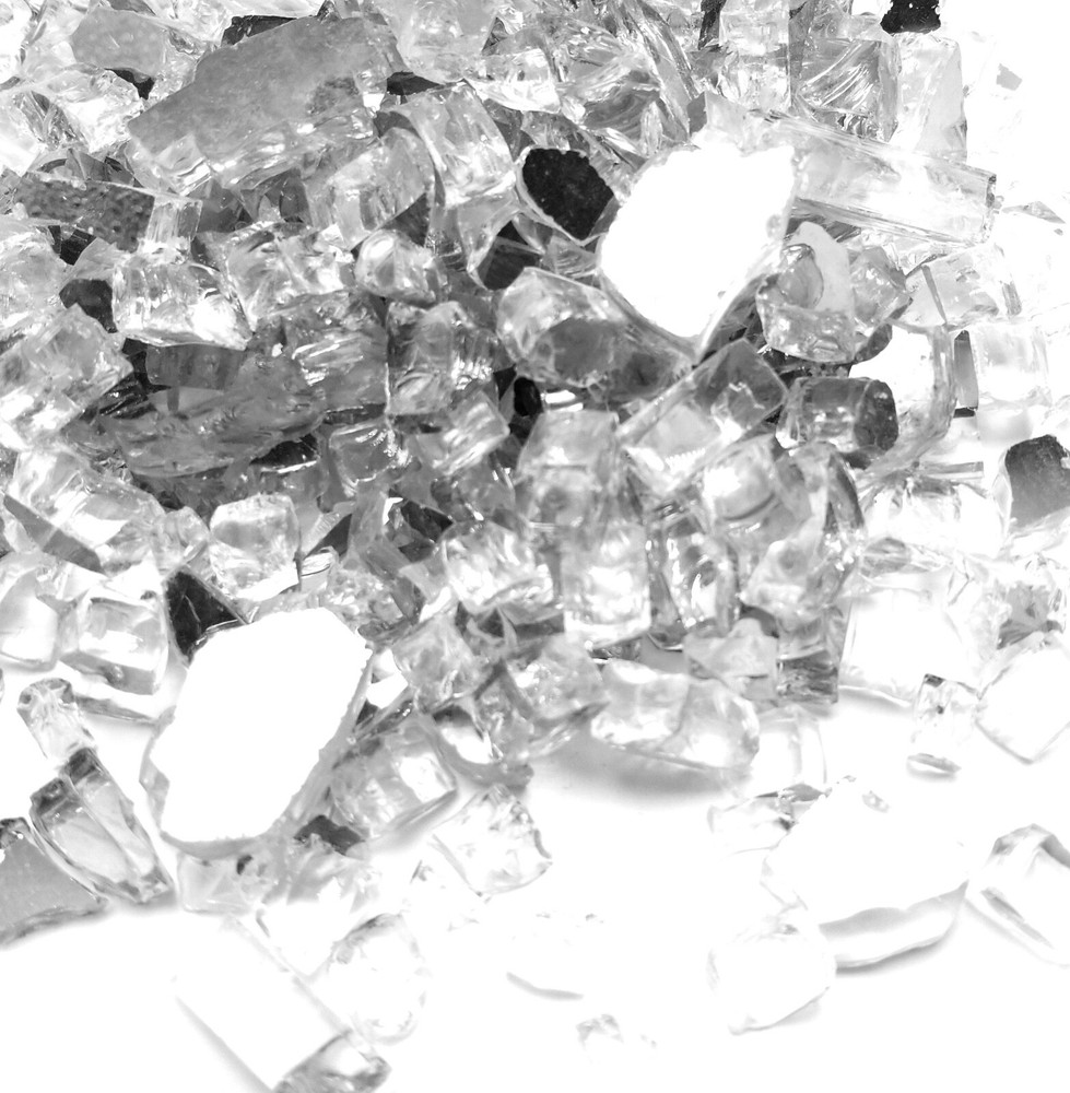 Clear Reflective 1/2" Premium Silver Reflective Fire Glass Fireplace & Fire Pit