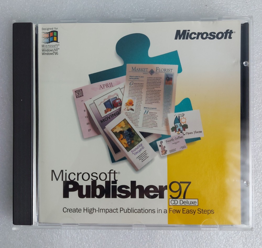 Microsoft Publisher 97 CD Deluxe Desktop Publishing Software Windows NT/95 + Key