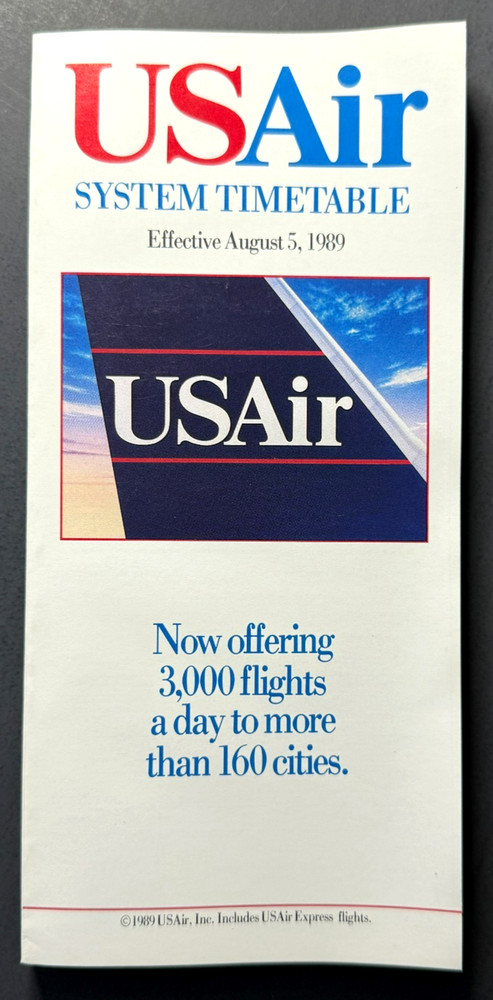 USAir System Timetable Effective August 5, 1989