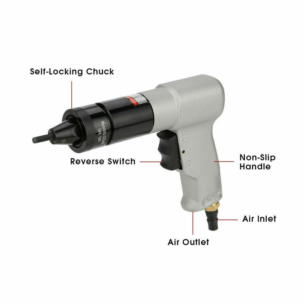 For 1/4Pneumatic RivetingM5/M6Automatic Air Riveter Pull Nut Tool HighEfficiency