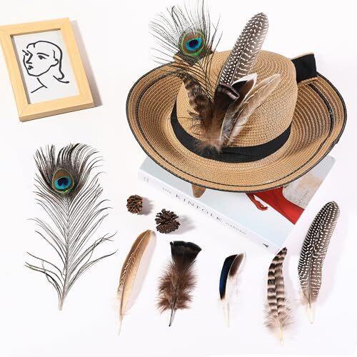48pcs Natural Feathers Bulk - 6 Styles 48pcs Assorted Natural Feathers,