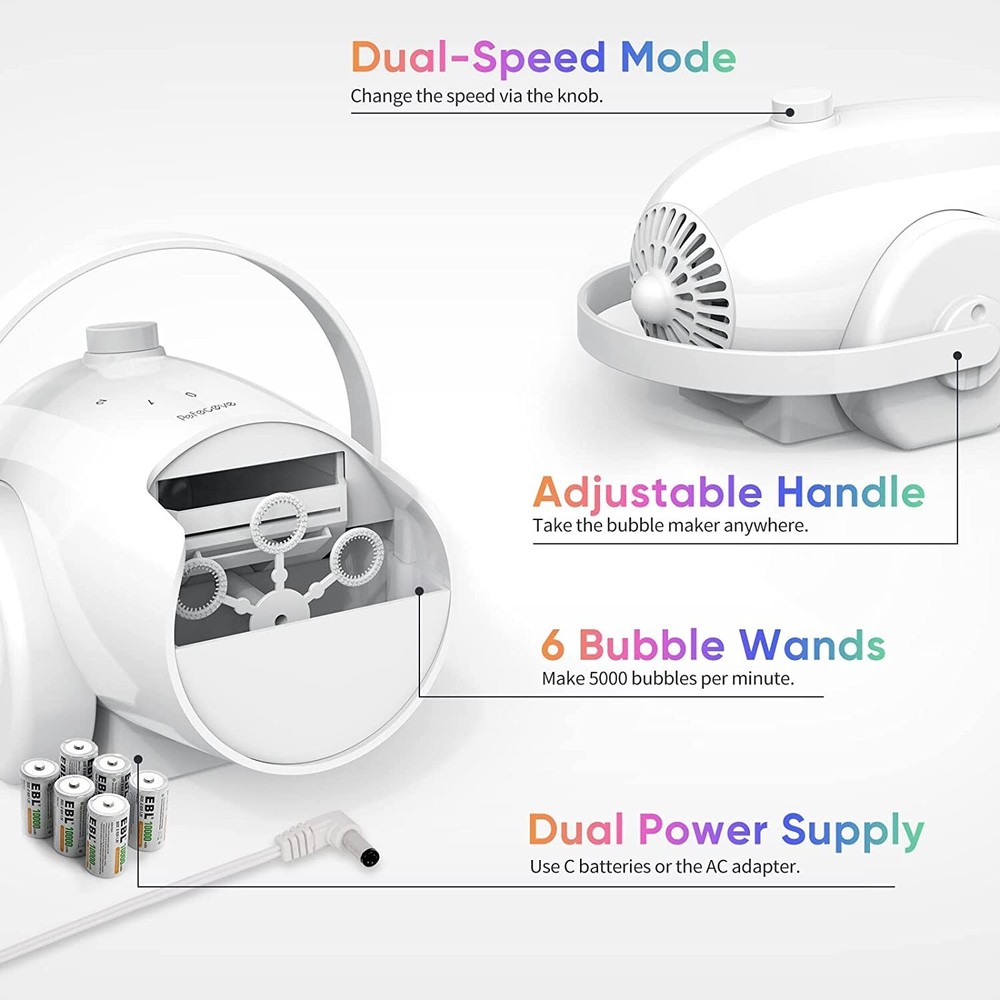 Bubble Machine Automatic Bubble Blower 5000+ Bubbles Per Minute for Kids Party