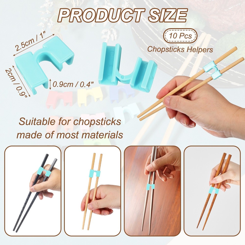 10Pcs Chopsticks Helper Reusable Training Chopstick Connector Sky Blue