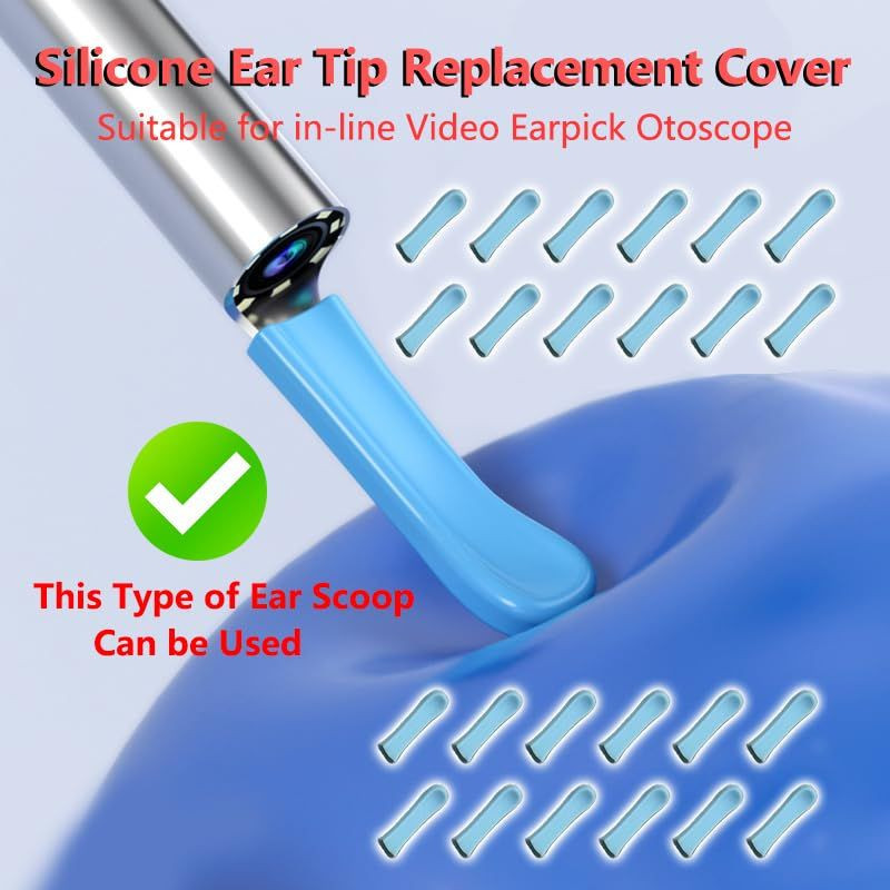 100 Pieces Ear Cleaner Tips, Replacement Spoon Blue