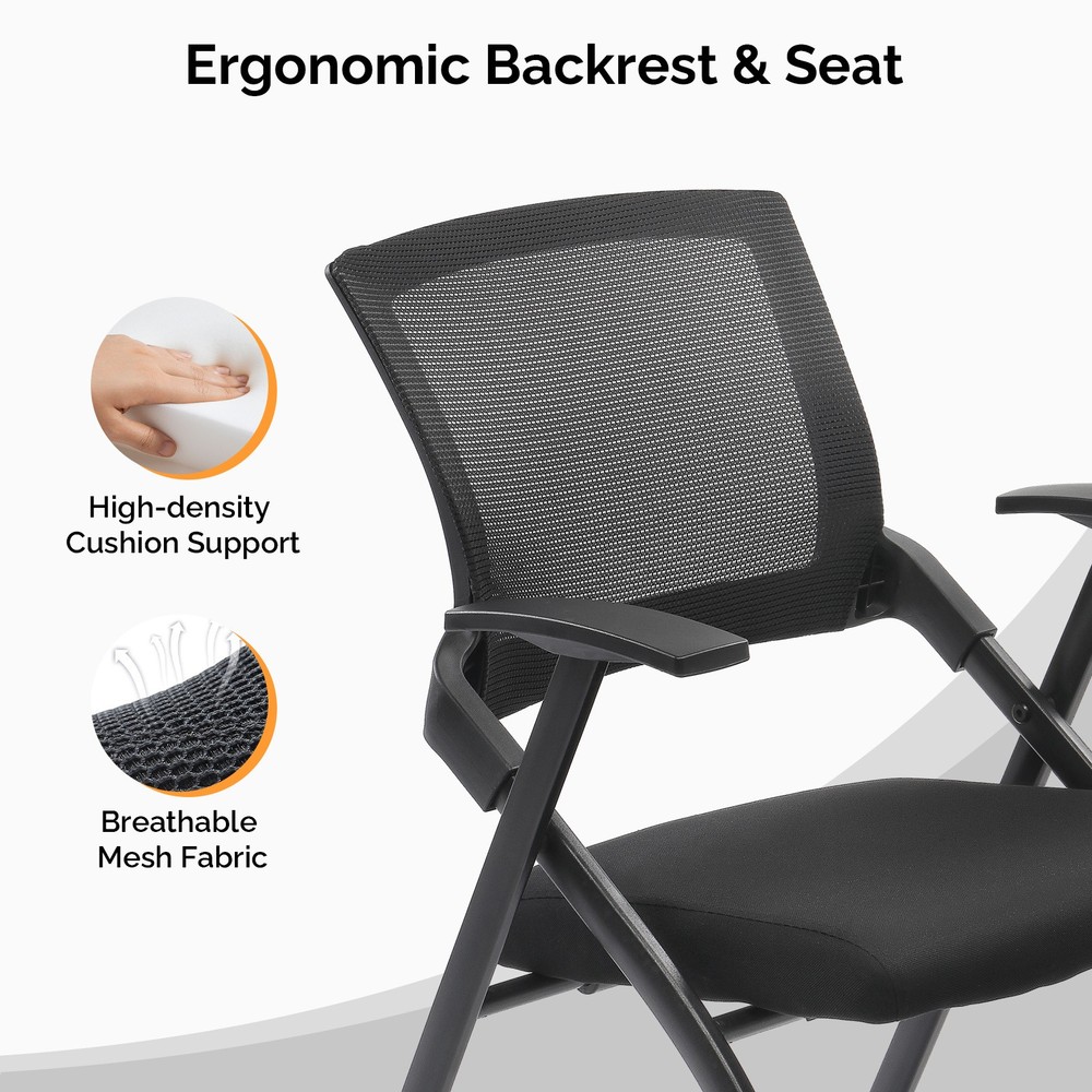 Stackable Reception Chairs, Wheels, Foldable, 350lb Capacity, 2-Pack