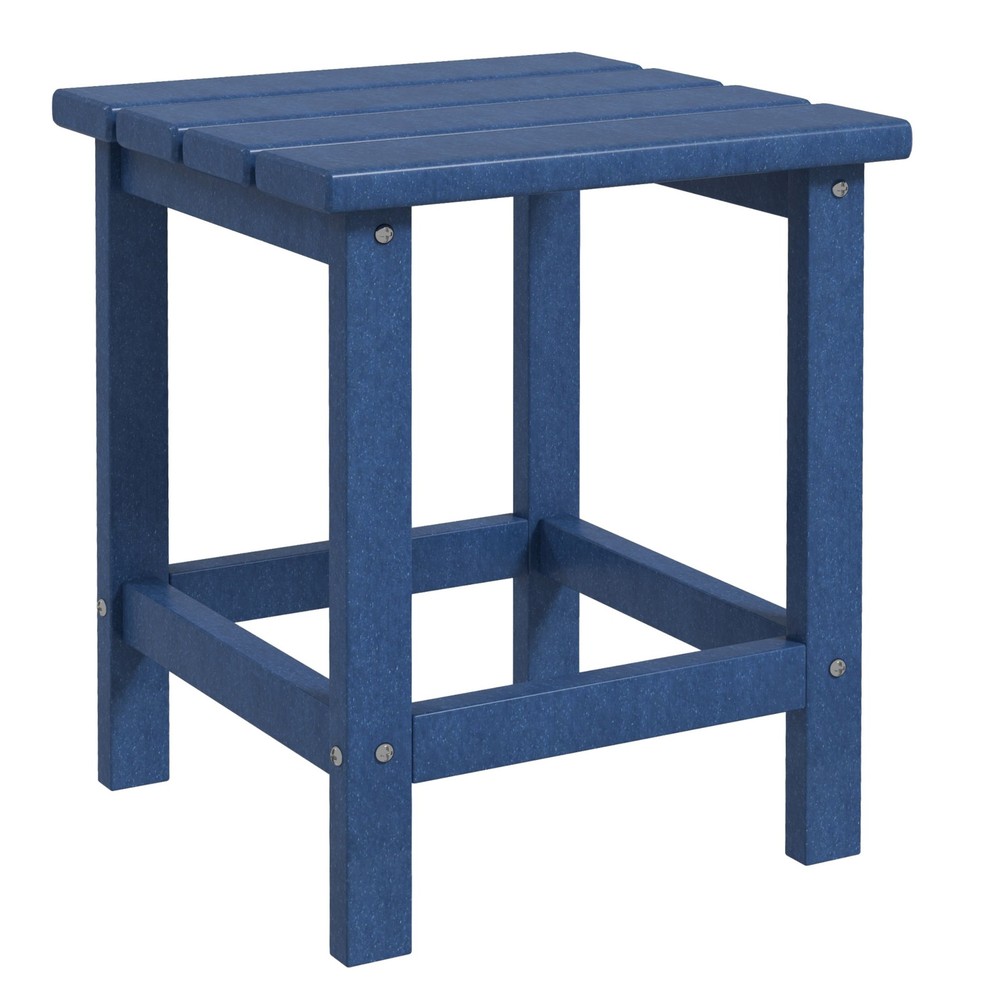 Patio Side Table, Outdoor Plastic End Table for Backyard Deck Lawn, Black