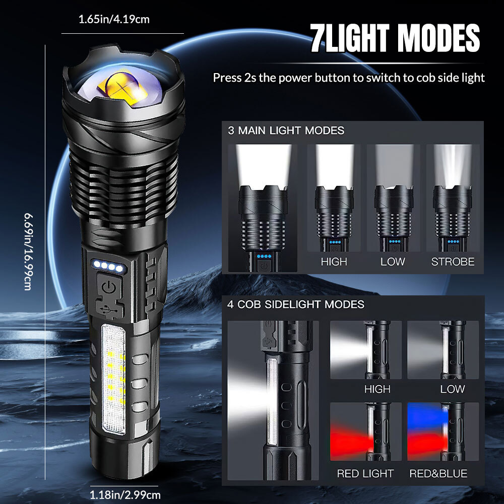 Rechargeable 9000000LM LED Flashlight Tactical Super Bright Torch LED Work Light