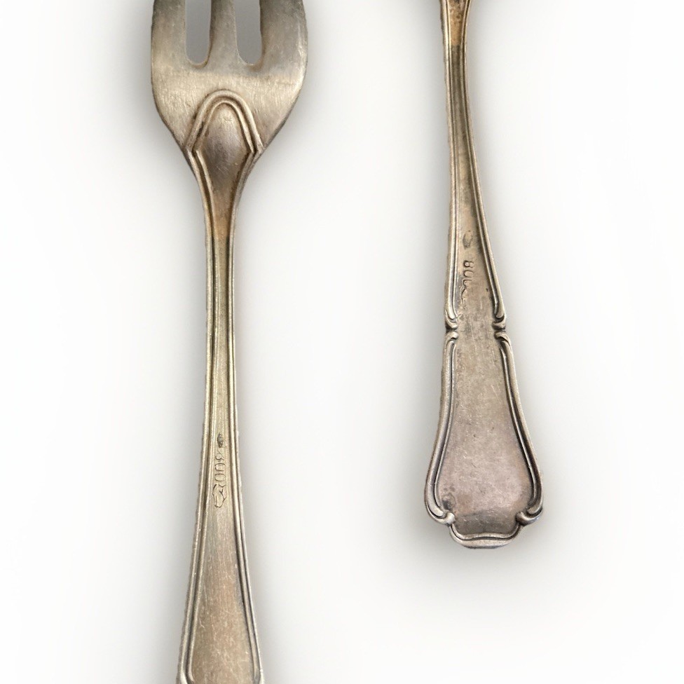Beautiful Antique 800 Silver Tiny Fork And Spoon Pair 🍓