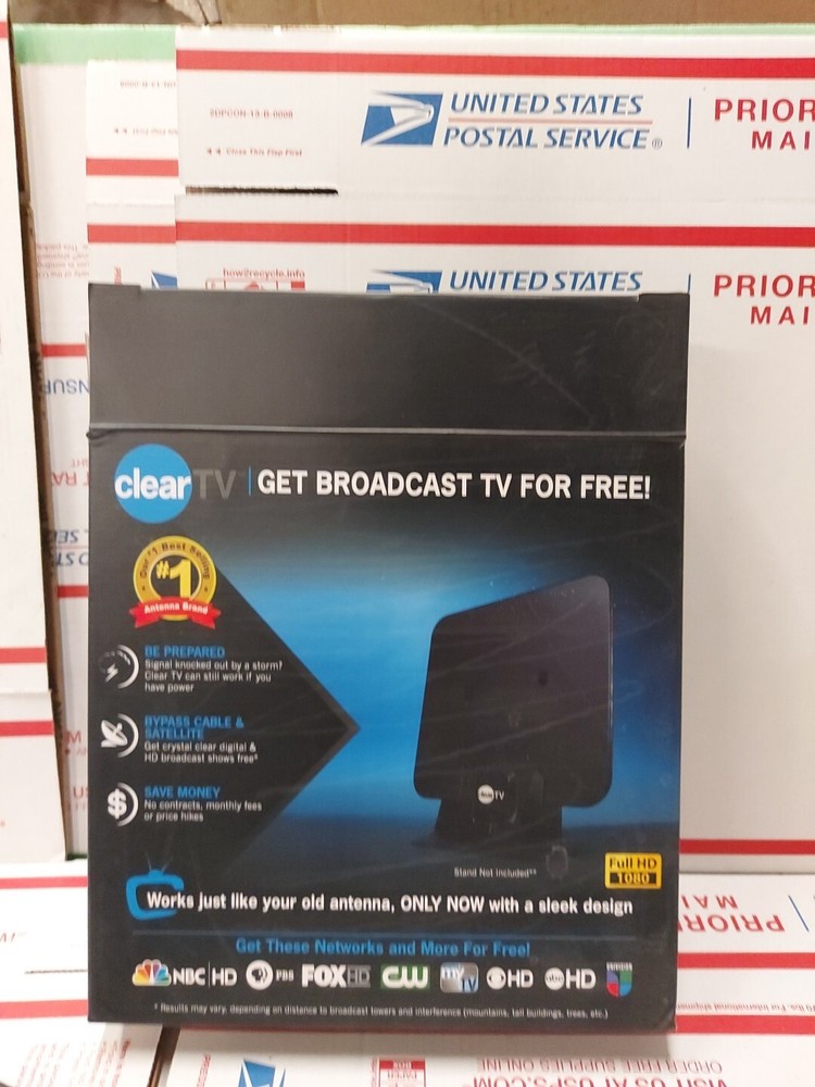 Clear TV  Indoor Amplifying & Broadcasting Flat Antenna ~ Black