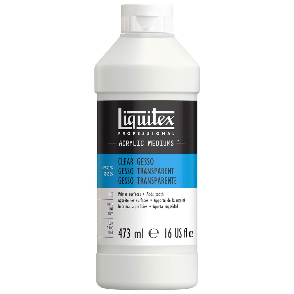 16-oz 473ml Clear Professional Gesso Surface Prep Medium for Priming Canvas