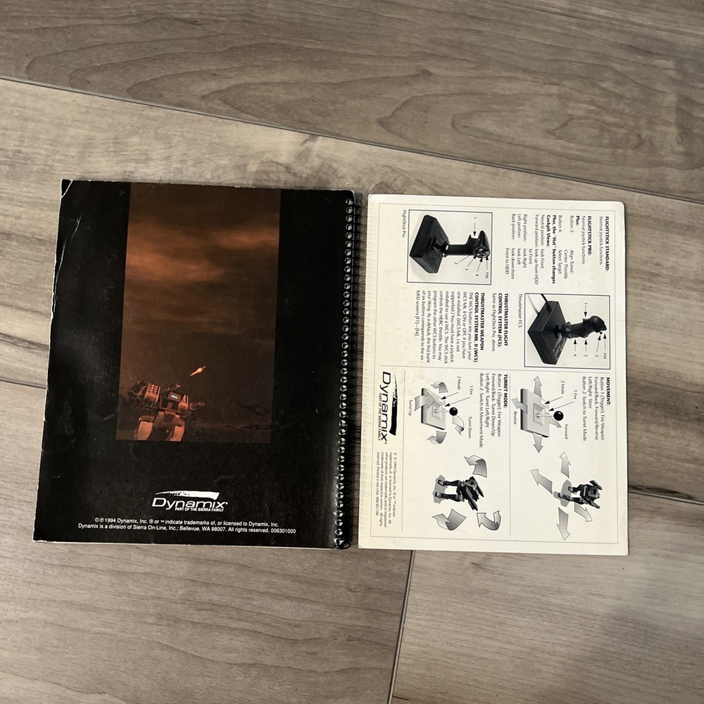 EARTHSIEGE COMPUTER GAME DYNAMIX SIERRA 1994 Manual / Tutorial + Ref Card Only