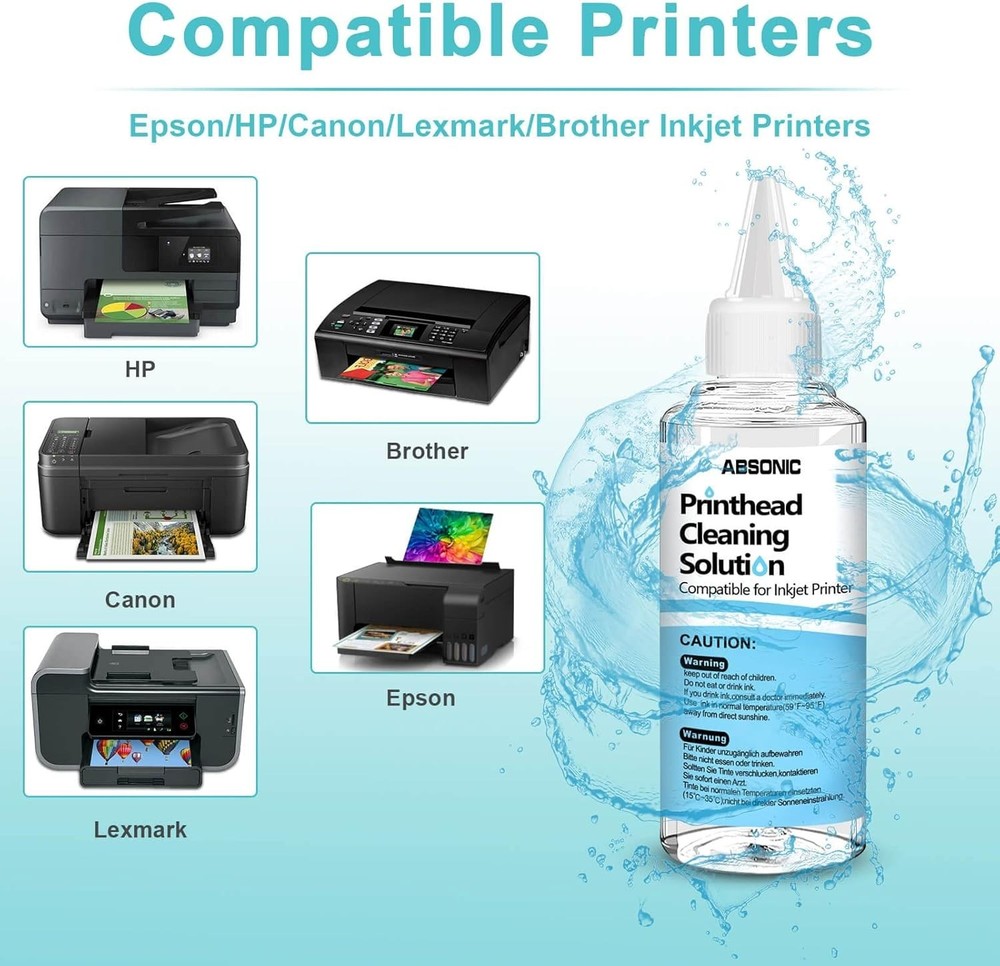 Efficient Printhead Cleaning Solution - 100mL Kit for Canon, HP, Epson Printers