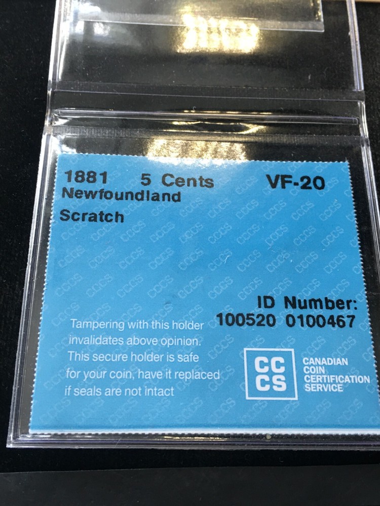 1881 CCCS Graded Newfoundland 20 Cent, **VF-20 Scratch**