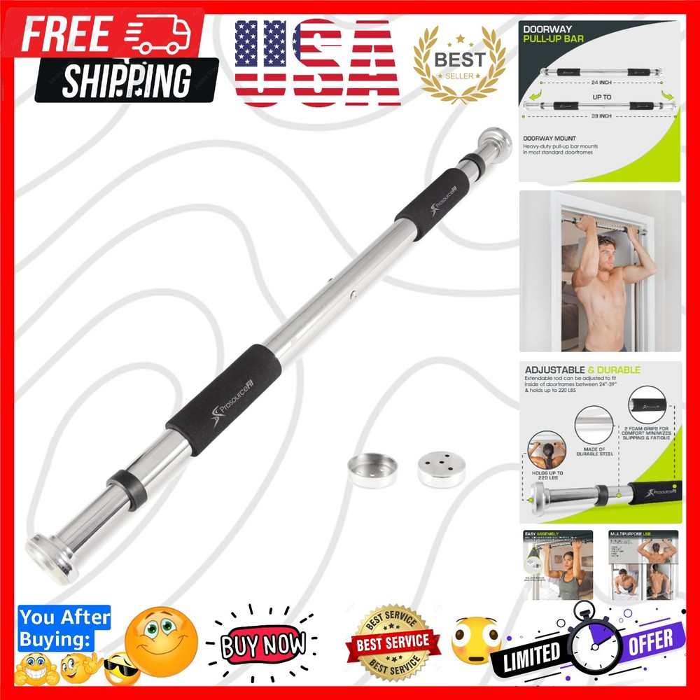 Multi-Grip Doorway Mount Pull-Up Bar - Ideal for Strength Training at Home