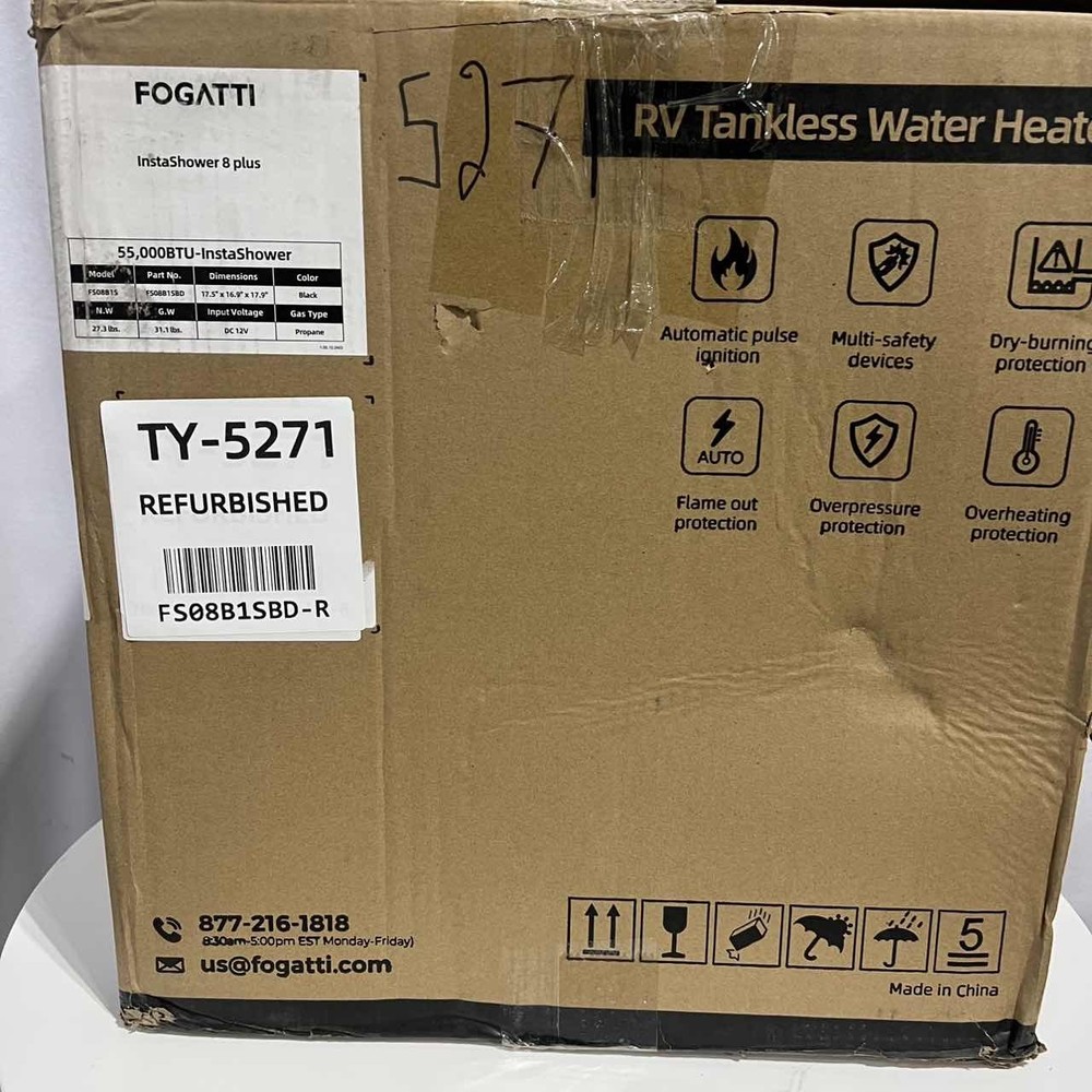 Used- RV Tankless Water Heater 15x15'' Door Remote Controller 2.9GPM 55000BTU