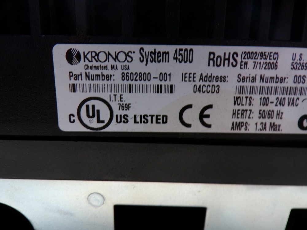 KRONOS SYSTEM 4500 TIME CLOCK