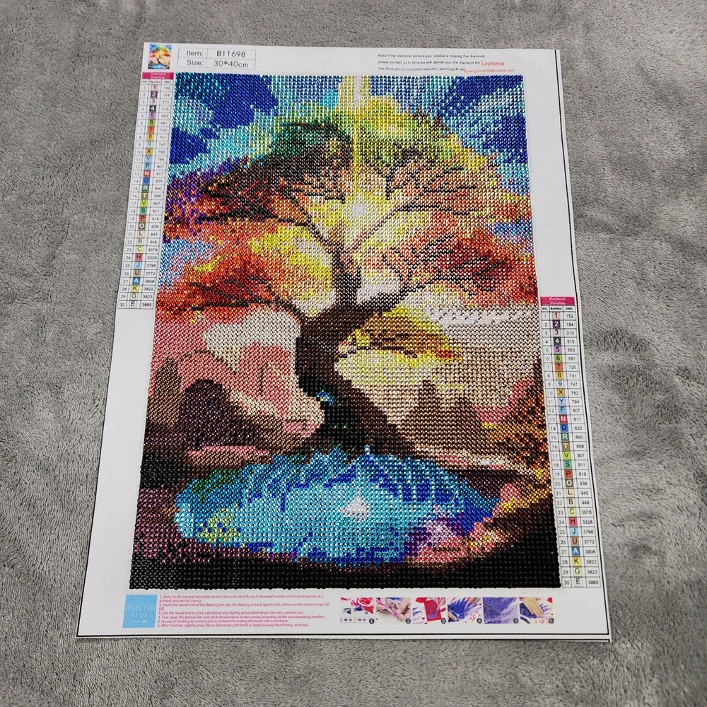 Diamond Painting Finished Completed 3D Wall Art Sunset Tree