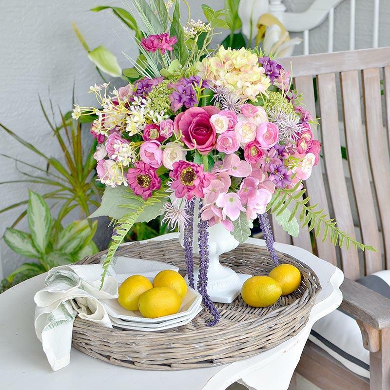 Peach and Green Artificial Hydrangea Stem | 3 Pieces