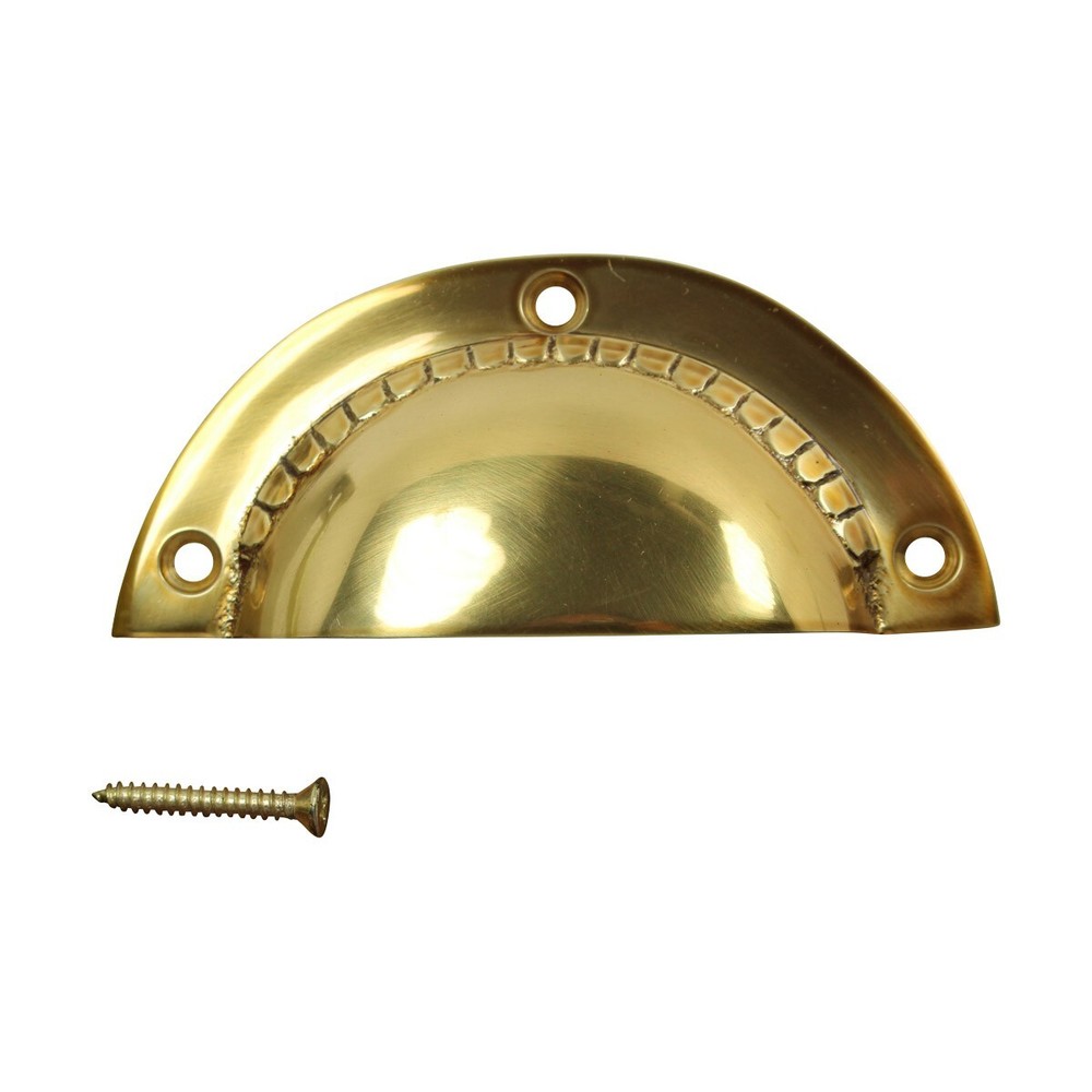 Cabinet Bin Pull Bright Solid Brass Cup Hooded Drawer Pull for Kitchen Cabinets