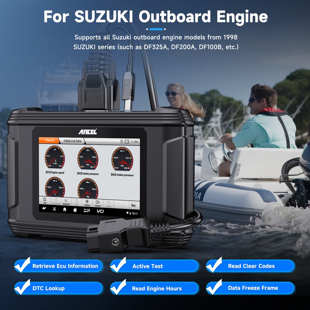 ANCEL MR500 Marine Diagnostic Tool Code Reader Scanner Active Test For Suzuki