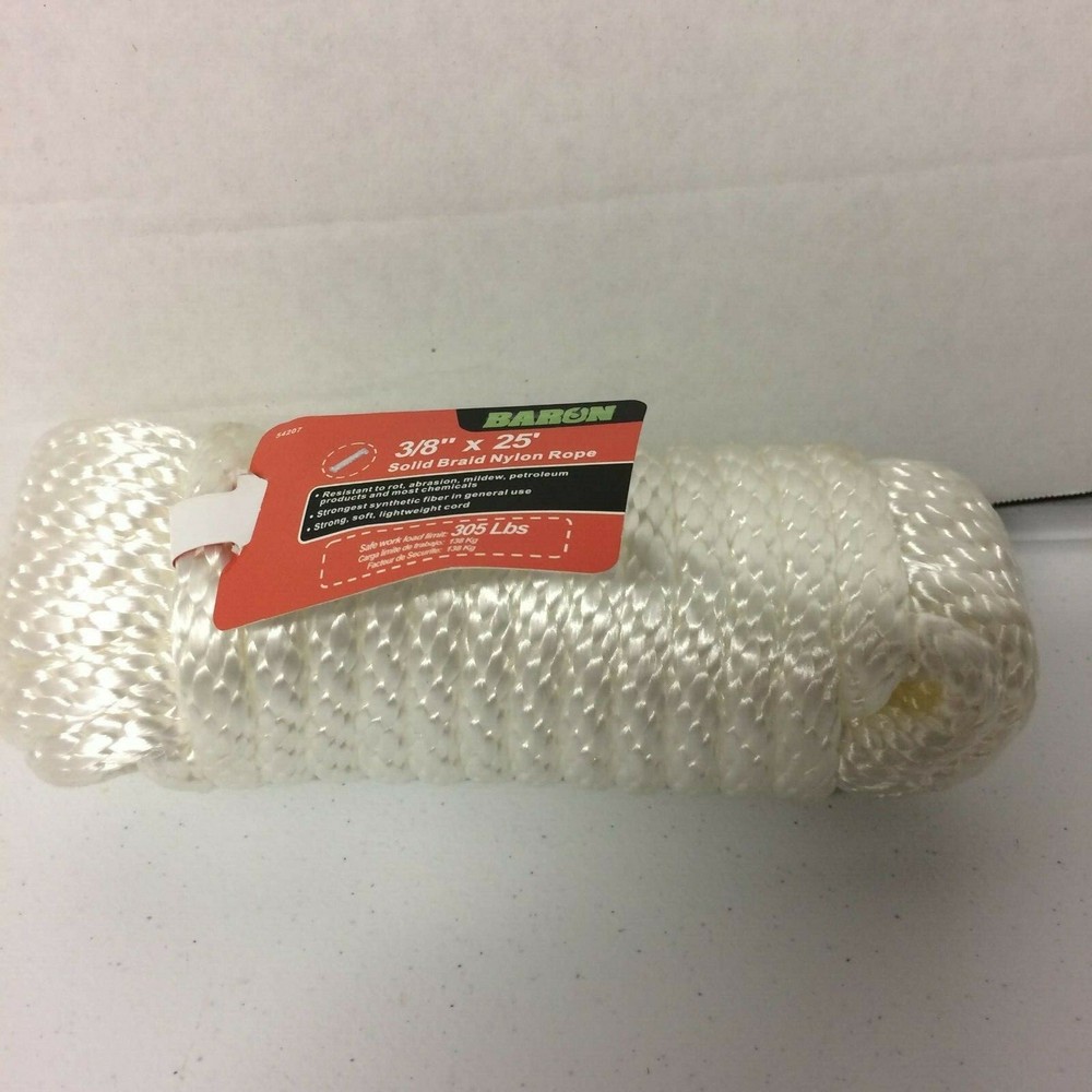 3/8in x 25ft Solid Braid Nylon Rope