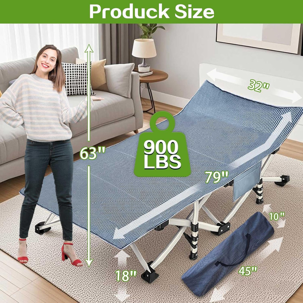 COLMERD XXL Camping Cot Oversize Sleeping Cot with Comfortable Mattress Extra La