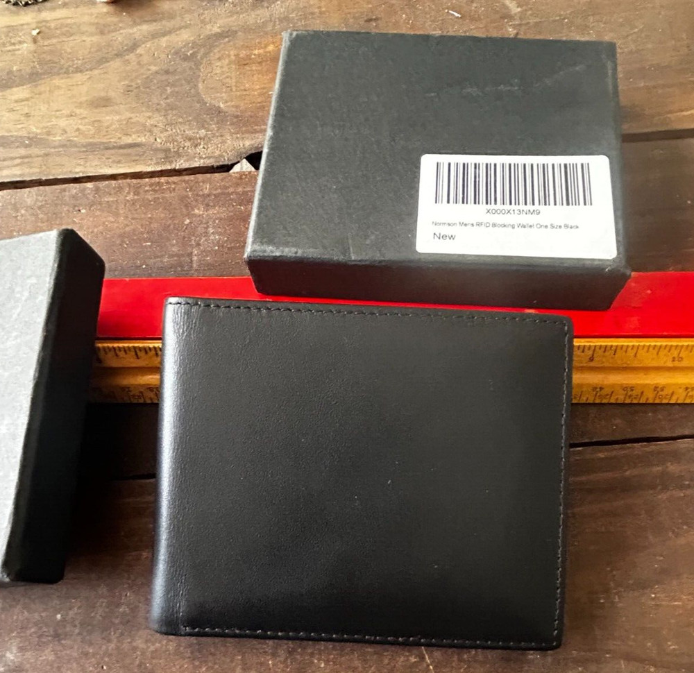 Normson Men's FRID Blocking Black Leather Wallet