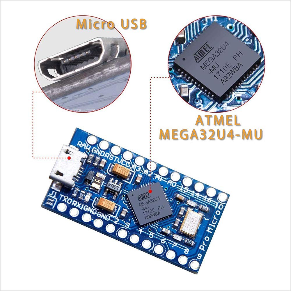 Pro Micro Microcontroller 16MHz 5V ATmega32U4 Pin Header Micro USB Board