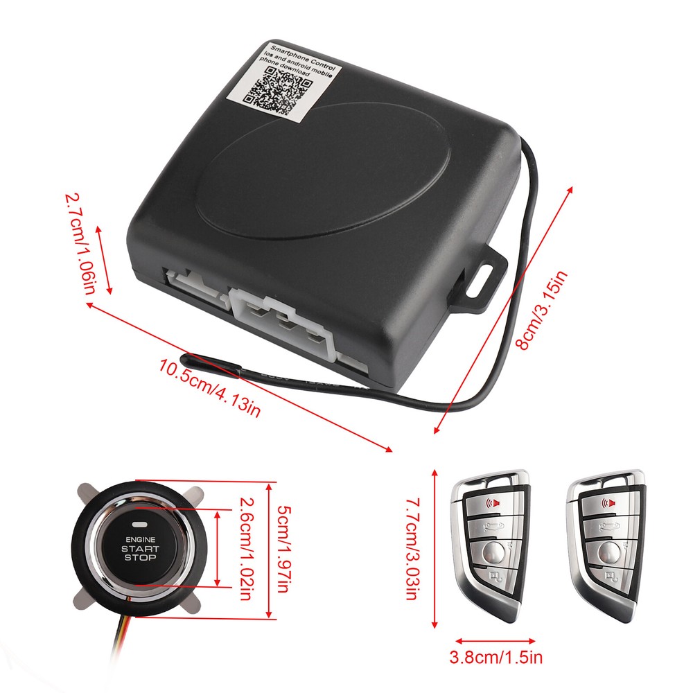 Remote Car Keyless Entry Engine Start Alarm System Push Button Starter Stop App